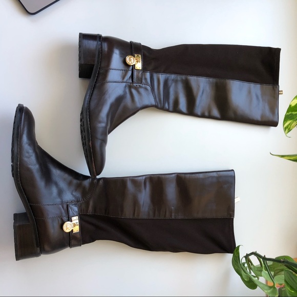 SOLD x Michael Kors Brown Leather Zip Riding Boots - Picture 2 of 13